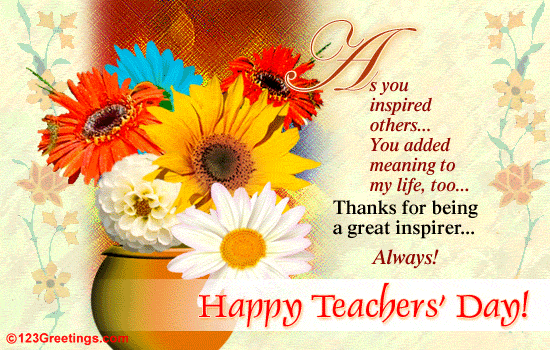 Happy Teacher's Day Greetings Cards & Ecards With Best Wishes