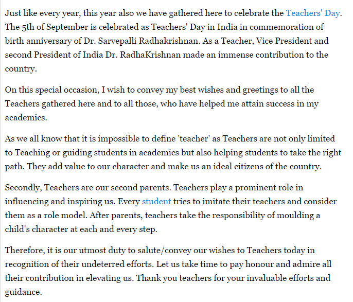Happy Teacher's Day Speech For Students in English (4)