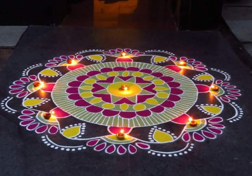 Easy Rangoli Design For Diwali & Happy New Year