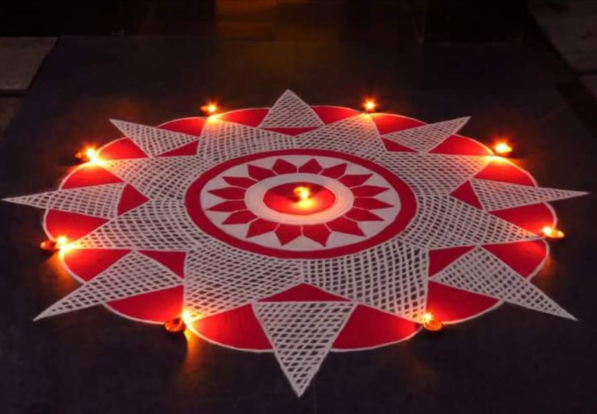 Easy Rangoli Design For Diwali & Happy New Year